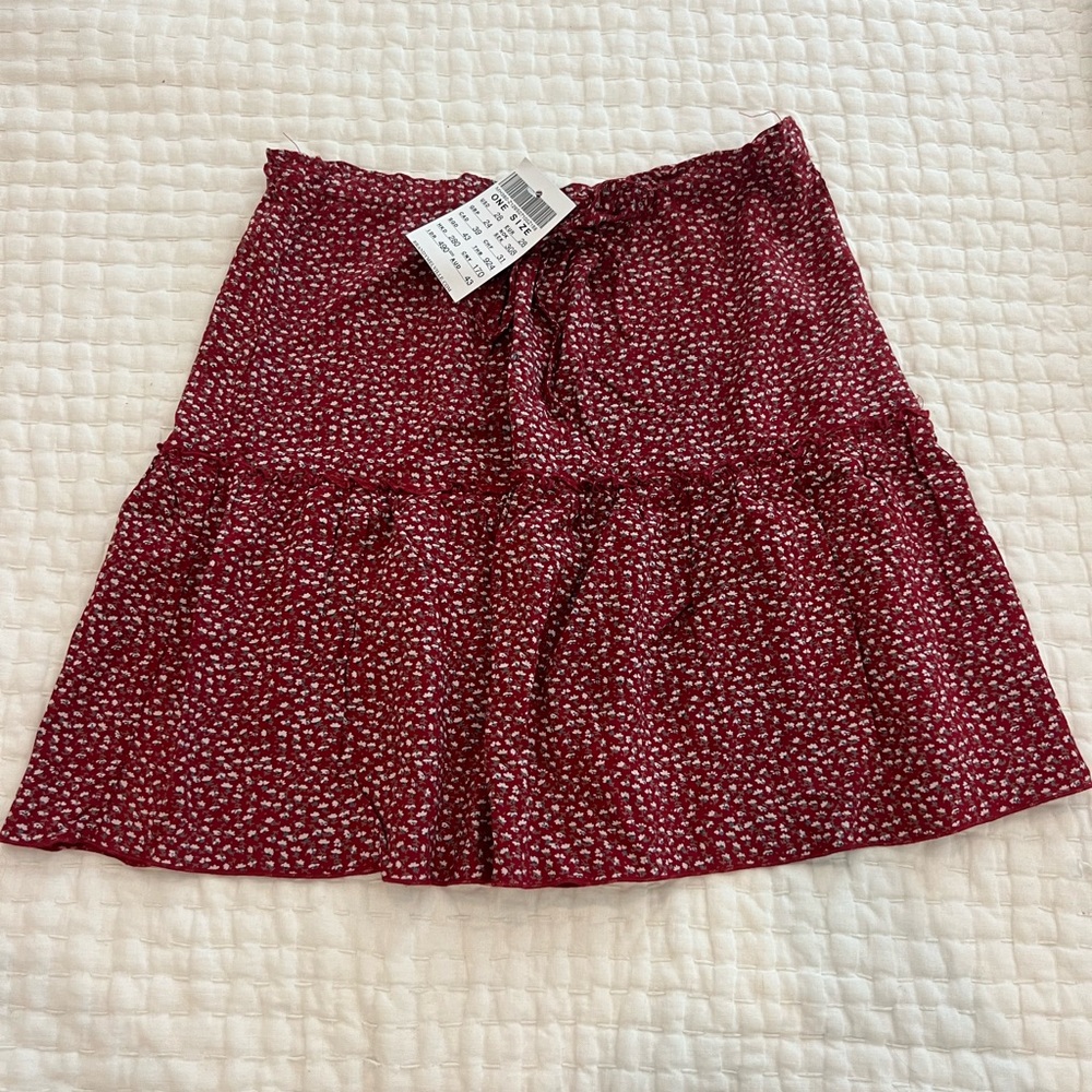 Brandy Melville Red Floral Skirt